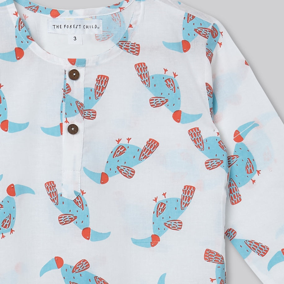 Hornbill Print Cotton Pyjama Set - Ages 1-6