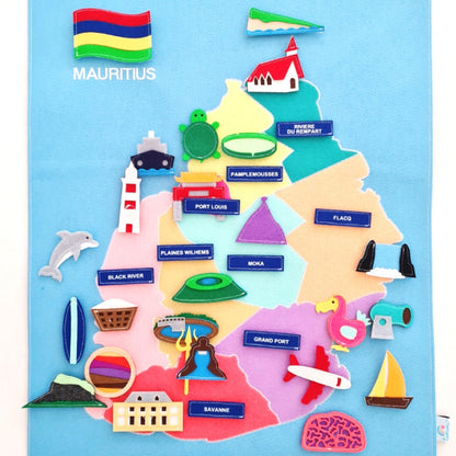 Map of Mauritius – Interactive Fabric Map with Detachable Landmarks