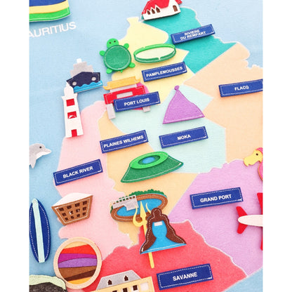 Map of Mauritius – Interactive Fabric Map with Detachable Landmarks