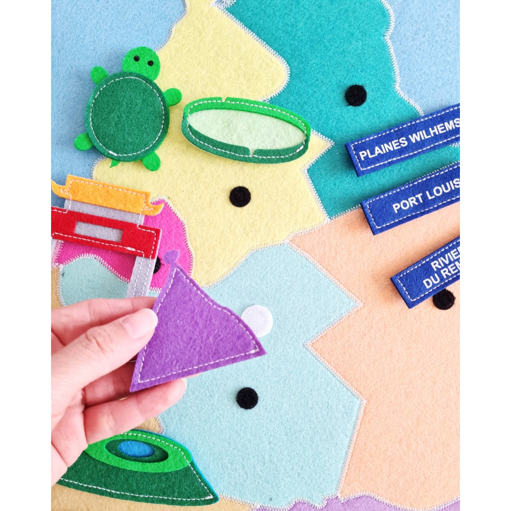 Map of Mauritius – Interactive Fabric Map with Detachable Landmarks