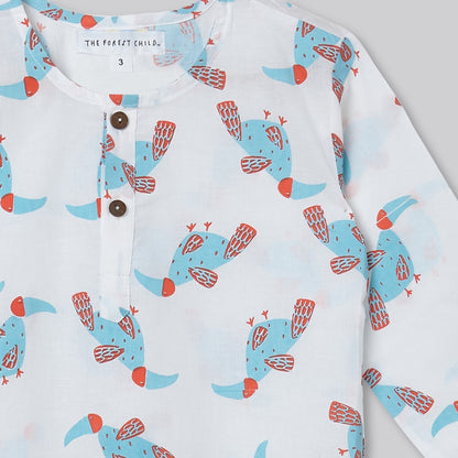 Hornbill Print Cotton Pyjama Set - Ages 1-6